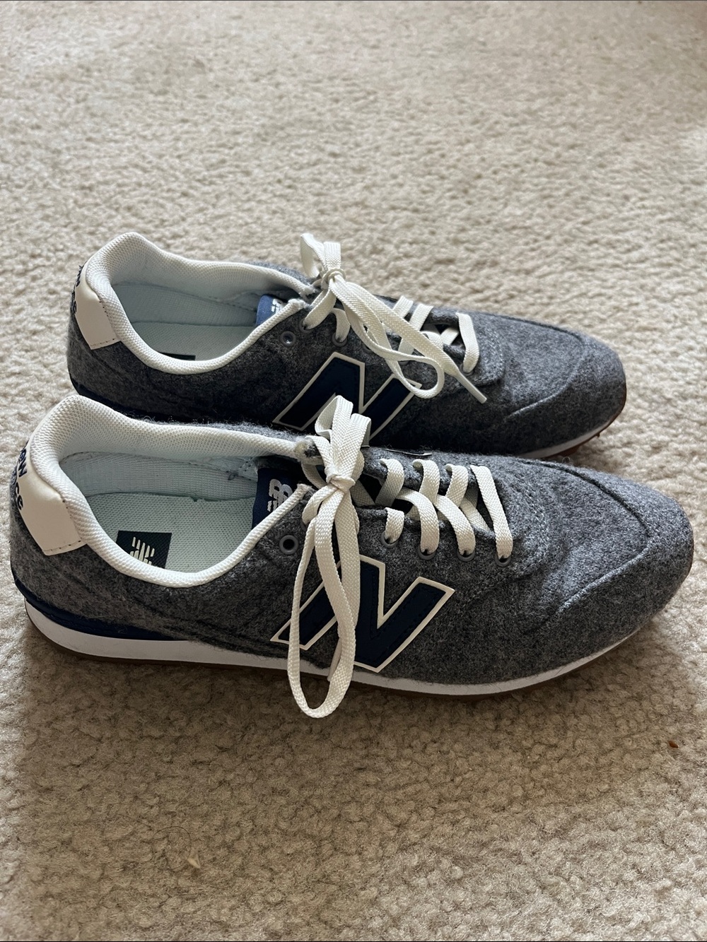Jcrew x New Balance Gray Wool and Navy Sneakers